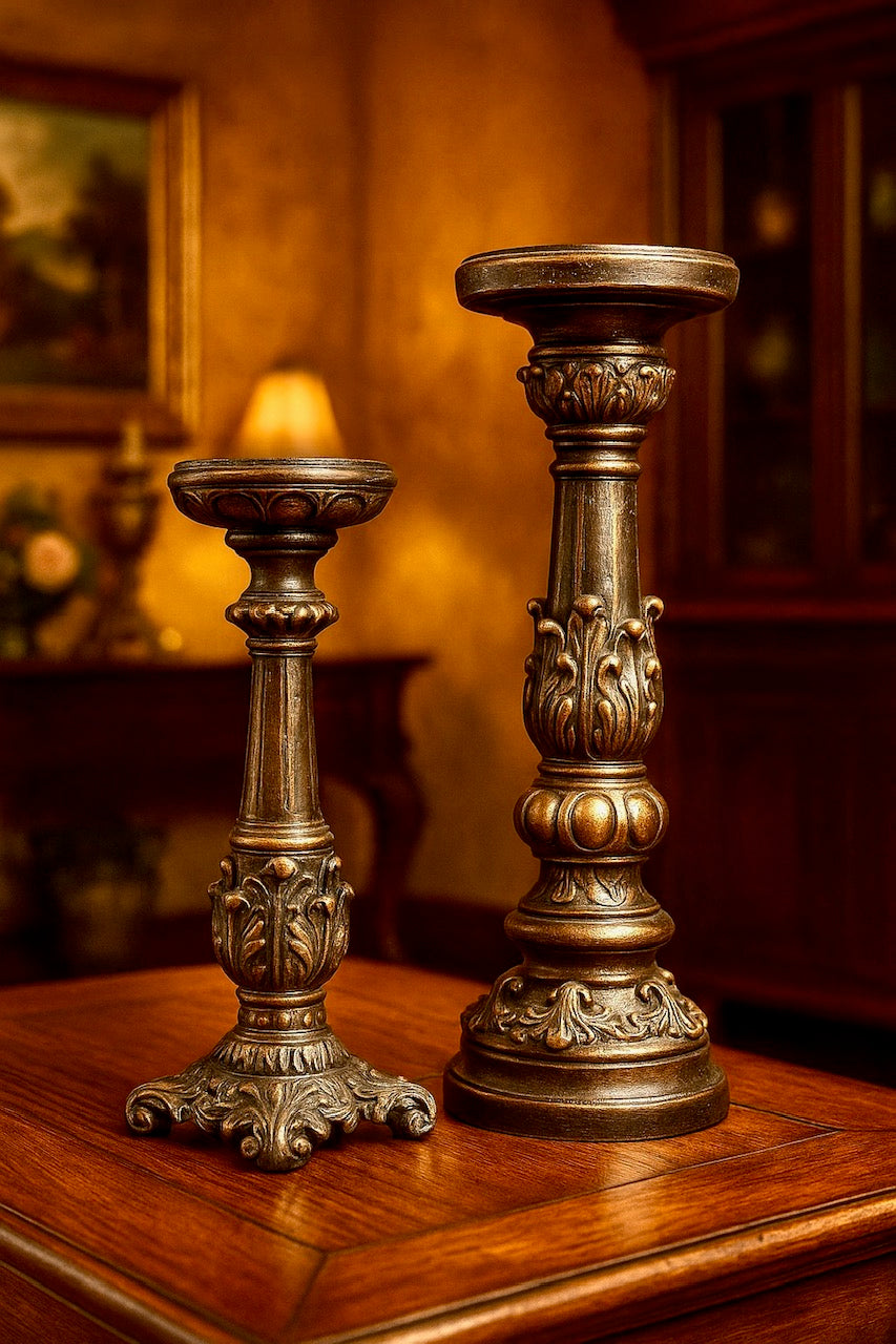 Set Of Two Bronze Candle Bases