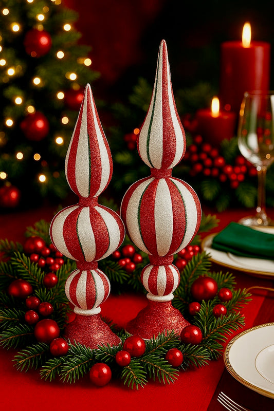 Set Of Two Christmas Finials