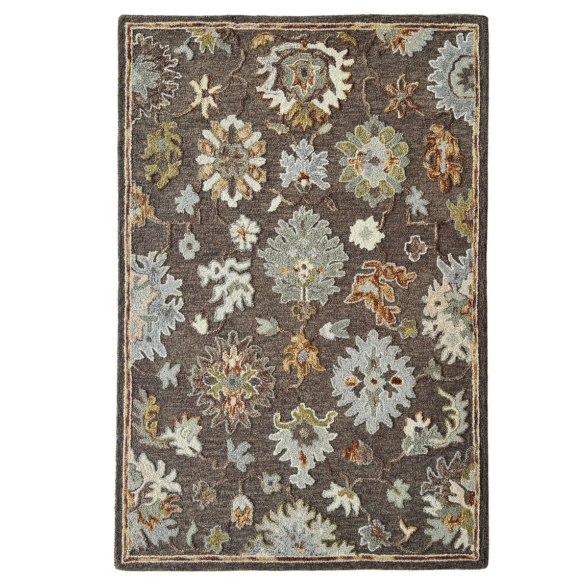 Decorative rug with floral pattern on a white background