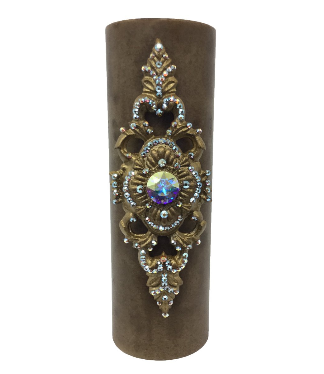 Decorative Candle 4X12 Jeweled Scroll Medallion Candles