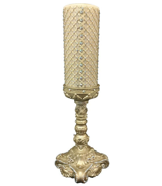 Decorative_candle-jeweled_mesh_candle-candle_base-swarovski_crystals-candle_bling-sir_olivers_by_reilly_chance_collection