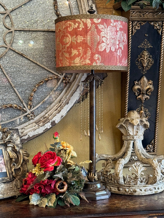 Gallery Designs Accent Lamp with Crystals and Red Print Lamp Shade LIMITED STOCK
