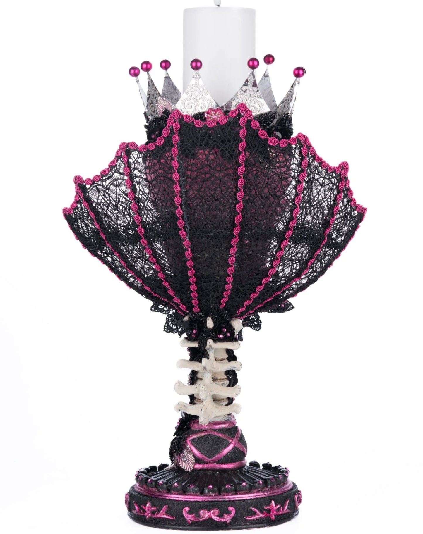 Katherine’s Collection Pink Passion Skull Pillar Candle Holder