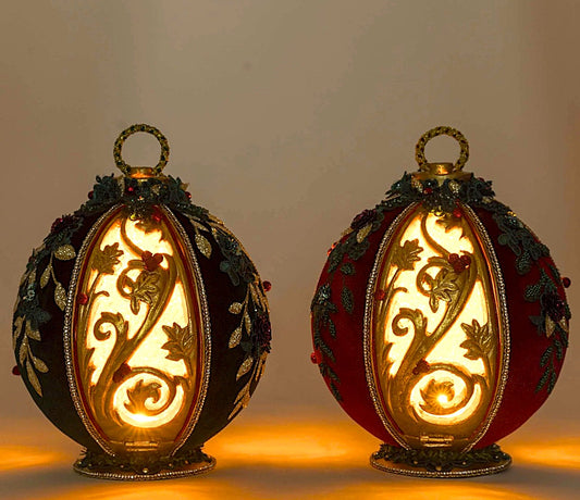 Katherine’s Collection Set of 2 Winter Balsam And Berry Tabletop Ornaments Tea Lights