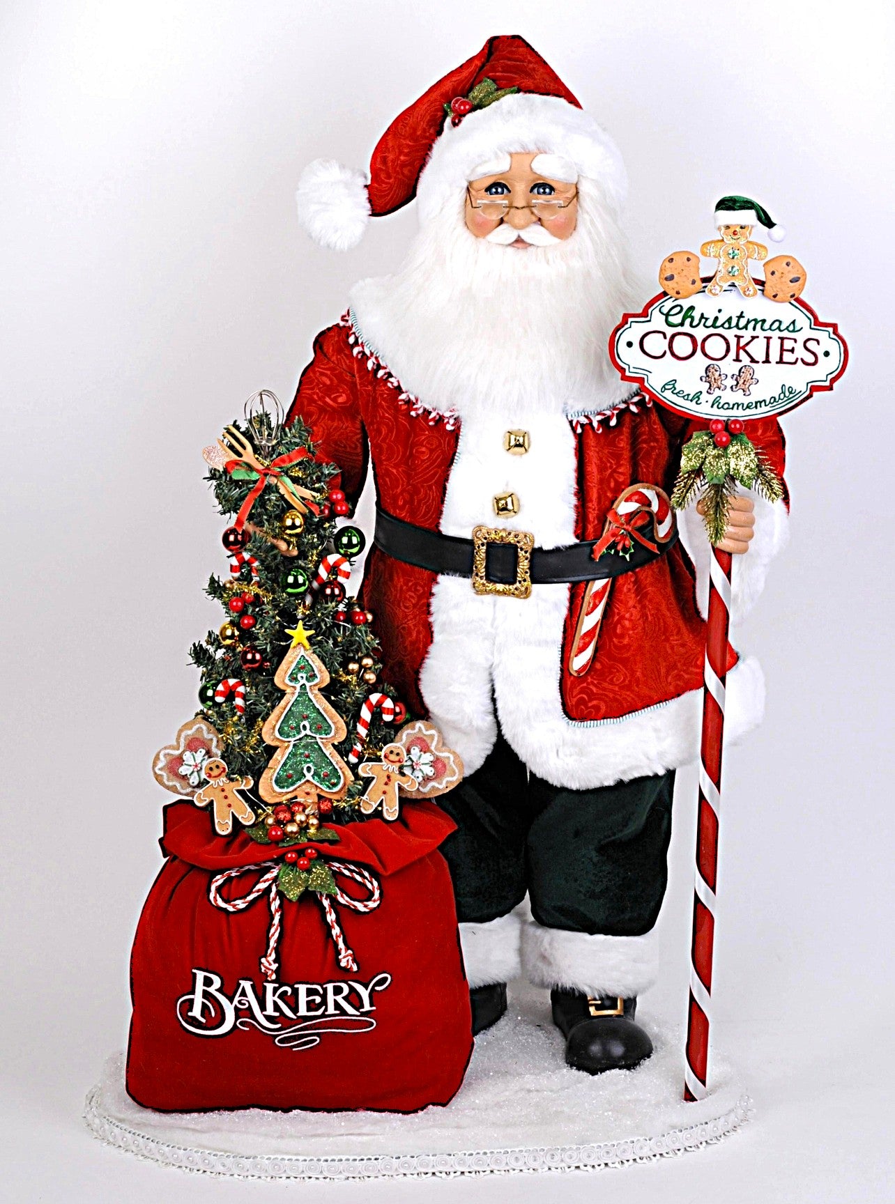 Large Lighted Mr. Claus Bakery Santa