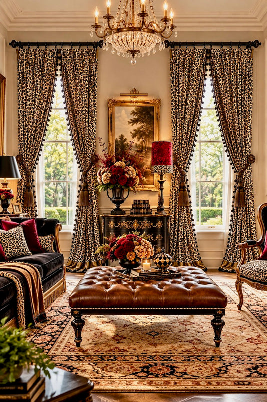 Drapery Panels With Beads- Leopard