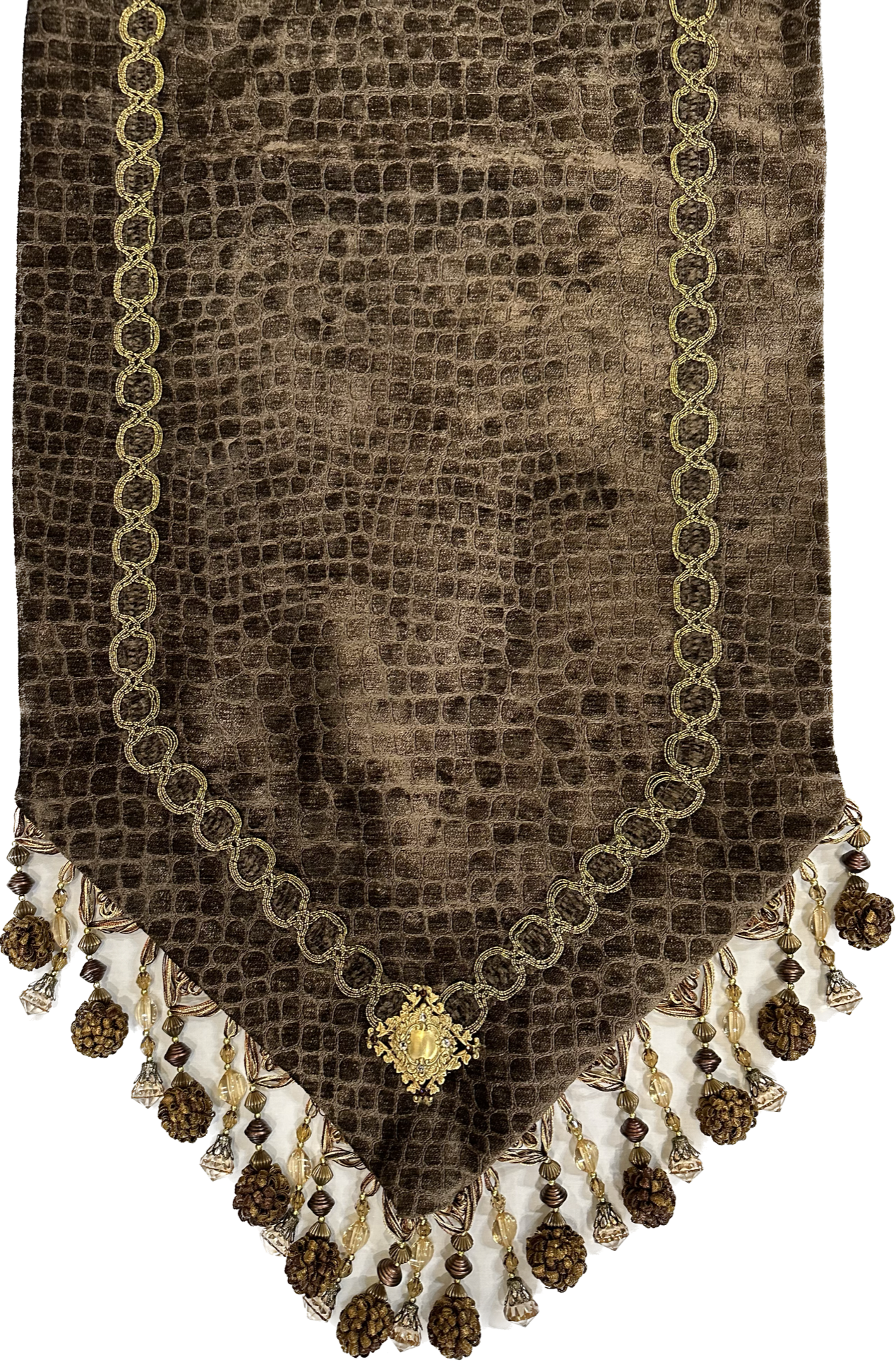 Dark Chocolate Croc Chenille Designer Table Runner