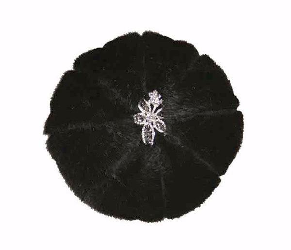 luxury-accent_pillow-round-black_faux_fur-jeweled-bling-reilly_chance_collection