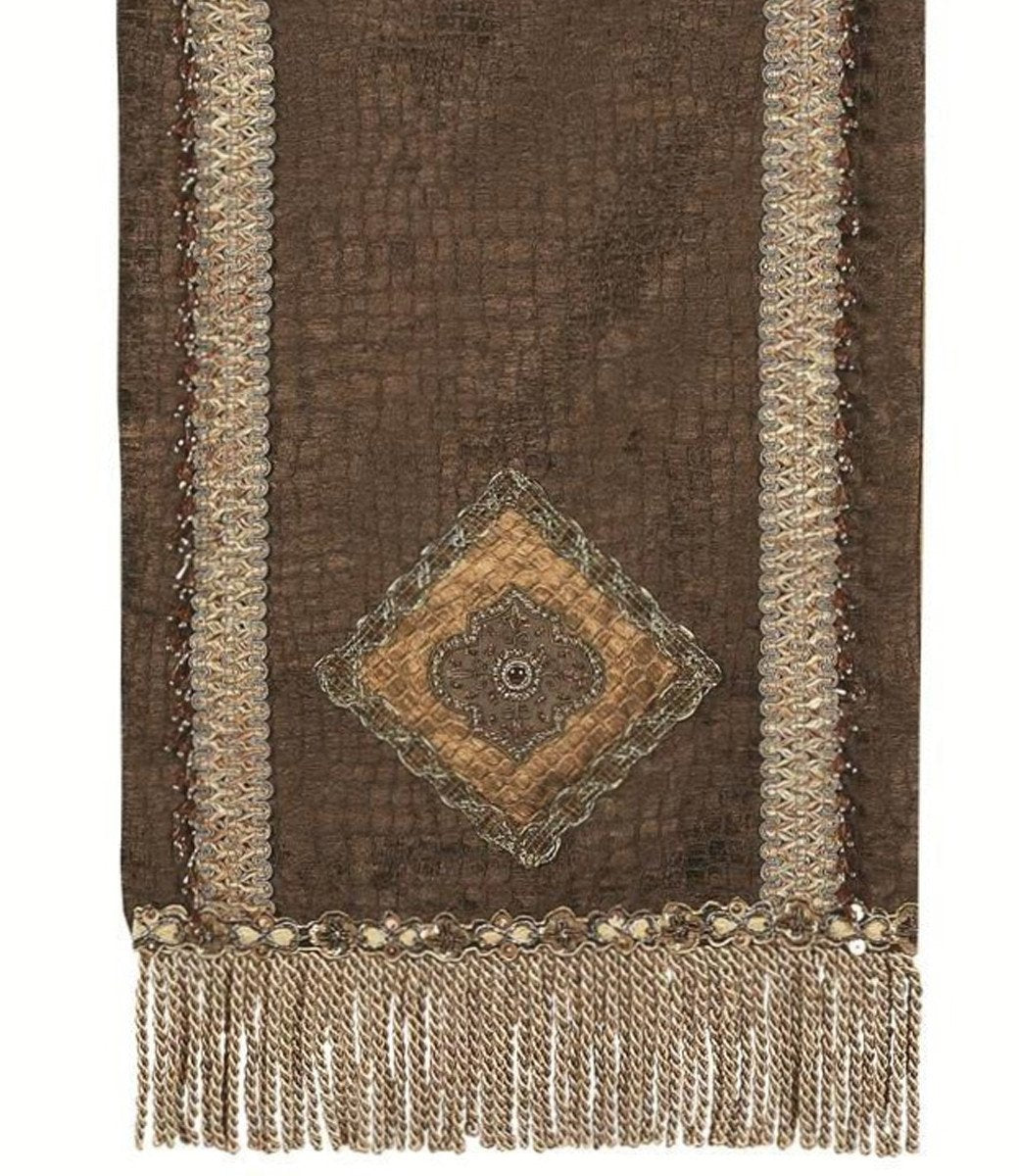 Luxury_table_runner-Chocolate_brown_croc-bullion-embellished-reilly_chance_collection