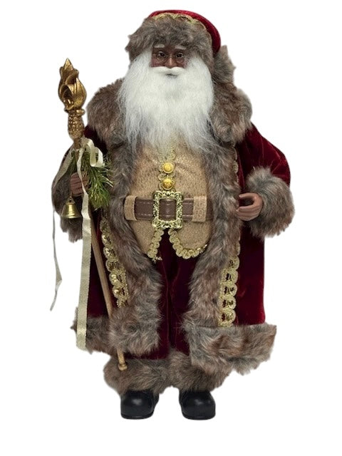 African American Santa With Fur Coat