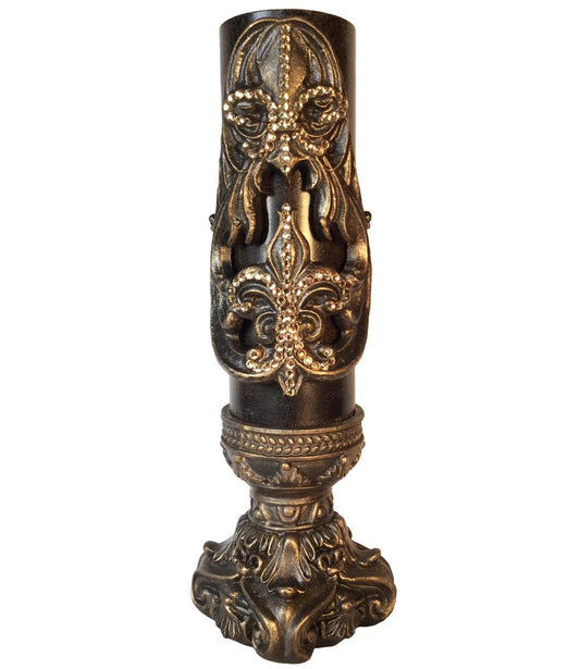 Triple_scent6ed_decorative_brown_candle-roasted_chestnut-3x9-bronze_jeweled_firescreen-3x6_bronze_candle_base-sir_olivers-reilly_chance_collection_grande