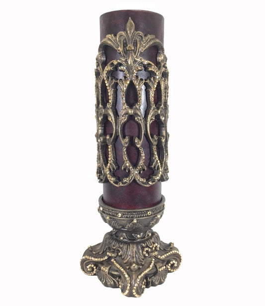 Triple_scented_candle-red-4x12-pomegranate-bronze_swarovski_jeweled_firescreen-decorative_candle_base-sir_olivers-reilly_chance_collection_grande