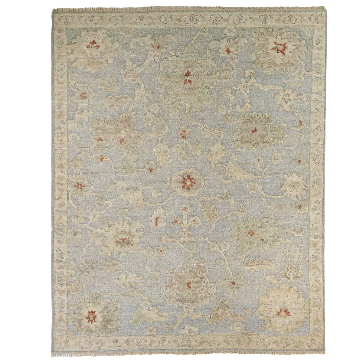 Decorative rug with floral pattern on a plain background