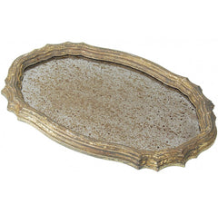 Mirrored Wood Serving Tray with Antique Finish