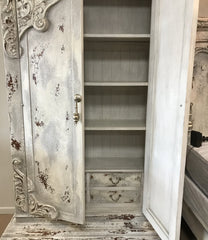 Bristol Peruvian Hand Crafted Wood Armoire Vintage White Finish