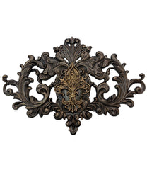 Large Fleur de Lis Carved Wall Plaque with Crystals