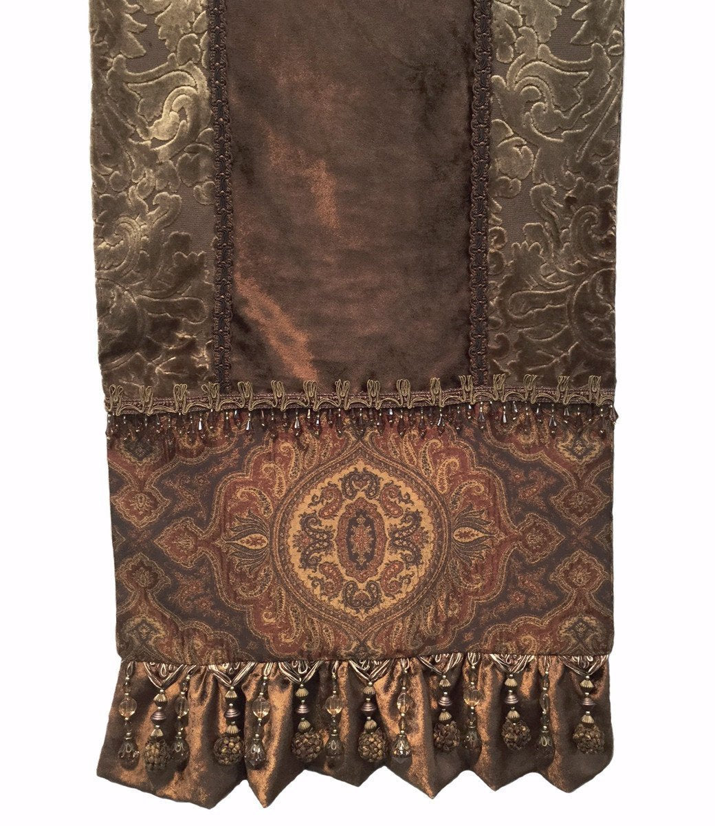 Table_runner-bronze_velvet-damask-beads-reilly_chance_collection