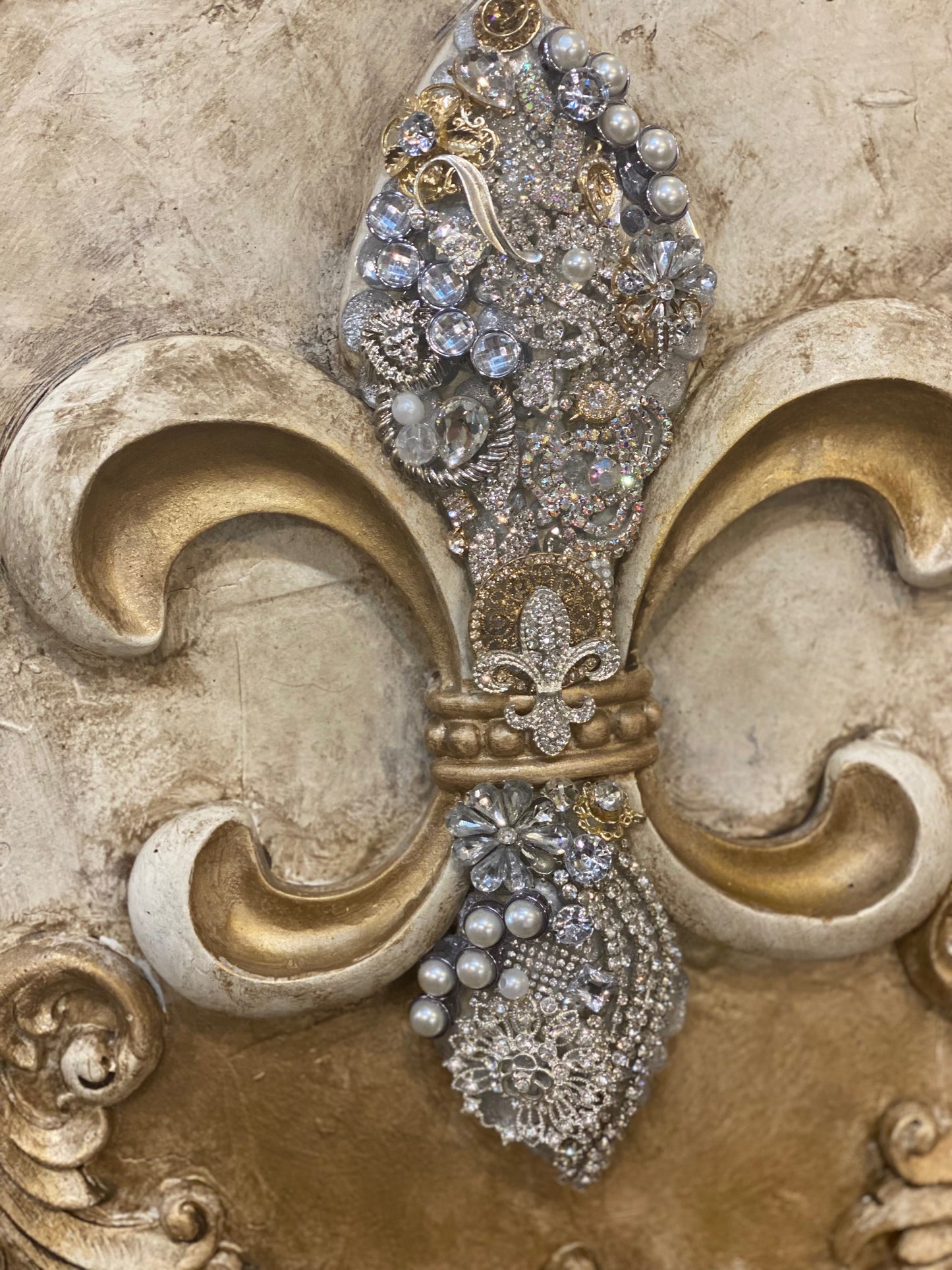Michelle Butler Jeweled Fleur de Lis Wall Plaque