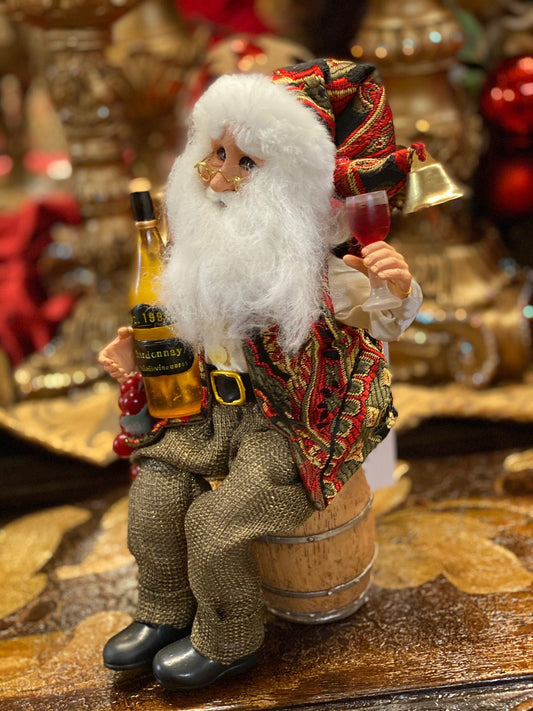 Santa On Wine Barrel Christmas Home Decor