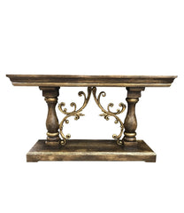 Peruvian Home Furnishings Cristobal Iron Hand painted Wood Console Table
