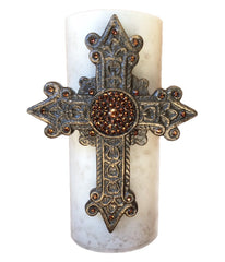 Triple_scented-decorative_cream_candle-vanilla-bronze_jeweled_cross-sir_olivers-reilly_chance_collection