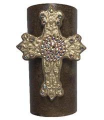 Decorative Candle 3X6 Jeweled Cross Candles