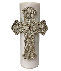 Triple_scented_candles-cream-vanilla-4x12-jeweled_candles-gold_jeweled_cross-sir_olivers-reilly_chance_collection