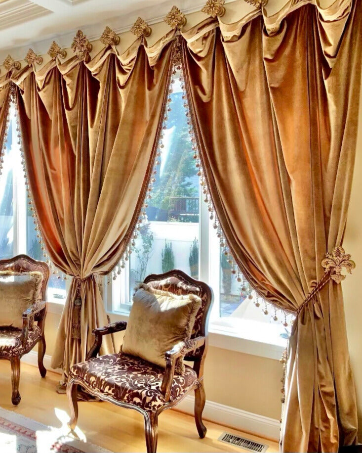 Velvet Panels with Decorative Bead Trim