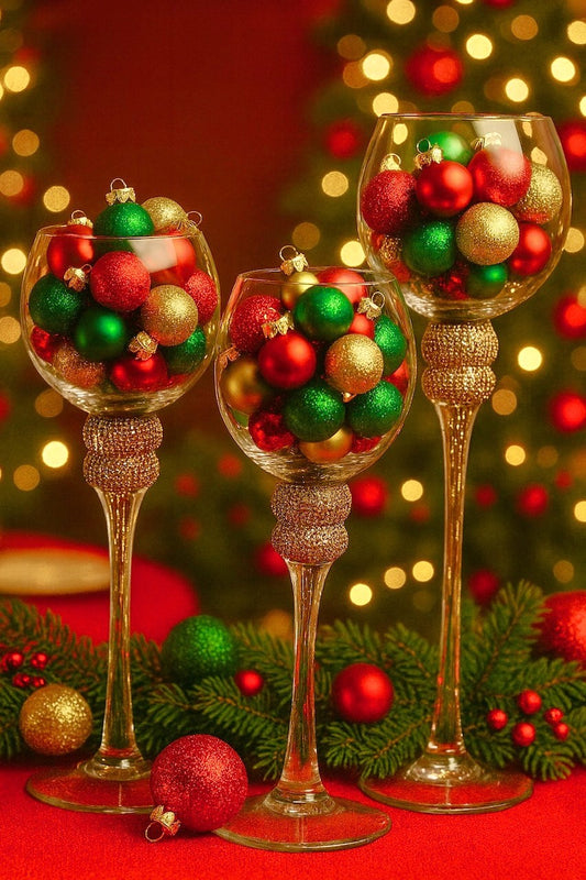 Set Of Three Goblets With Crystal Embellishments