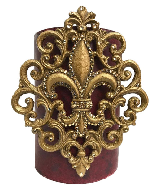 Decorative Candle 6X9 Fleur De Lis Scroll Candles