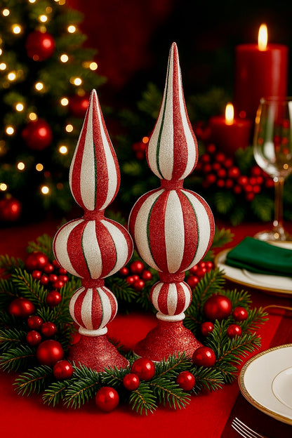 Set Of Two Christmas Finials