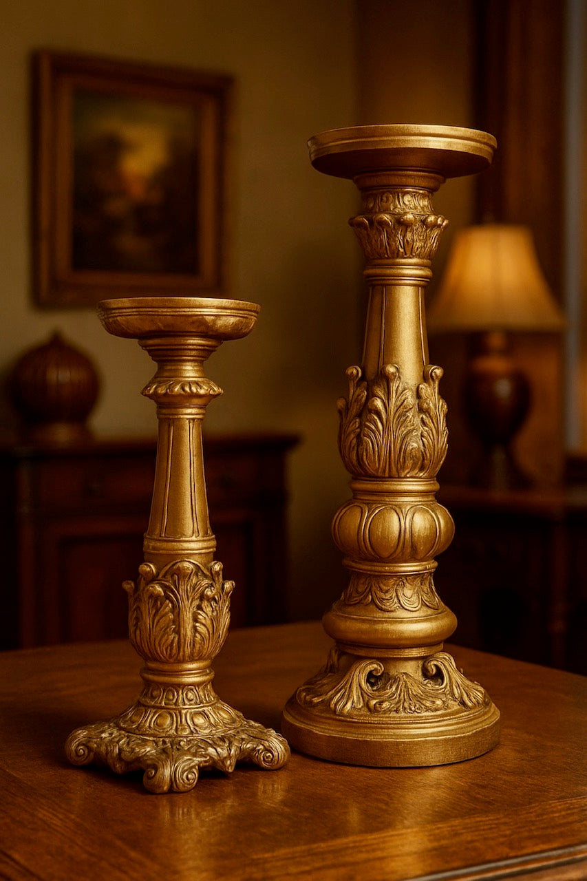 Set Of Two Gold Candle Bases