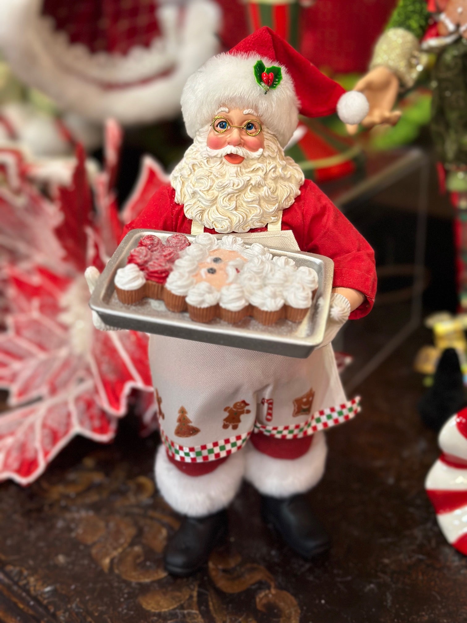 Baking Santa with Tray of Cupcakes