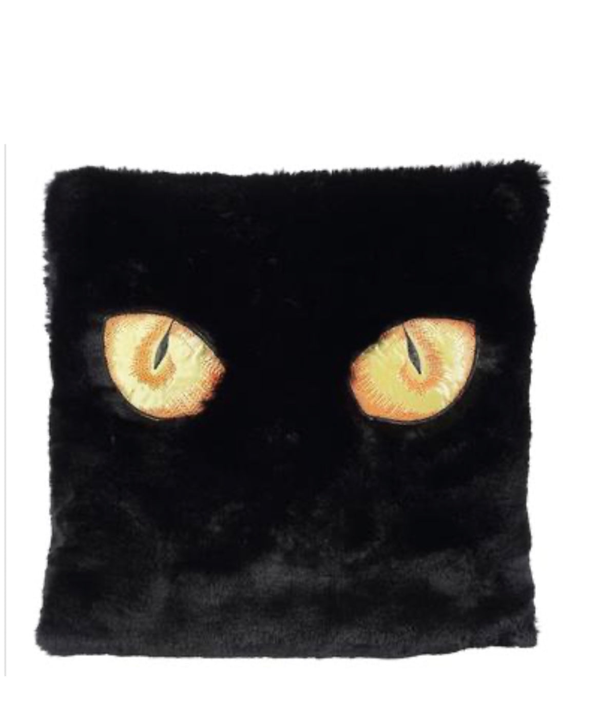 Black Faux Fur Halloween Cat Pillow