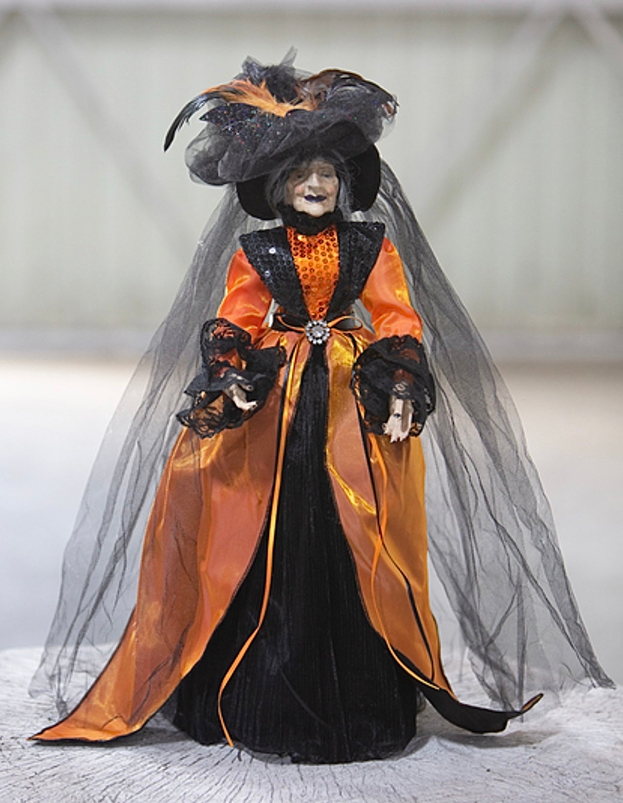 Tall Black & Orange Witch with Hat