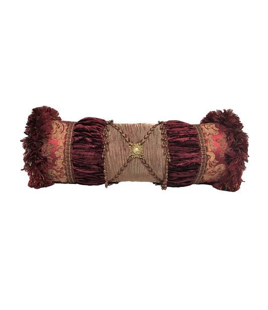 Opulent Bolster Pillow Burgundy And Gold
