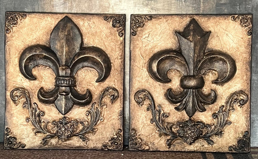 Michelle Butler Designs Set of Two Fleur de Lis Wall Plaques