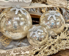 Lighted Mercury Glass Tabletop Ornaments Set of 3