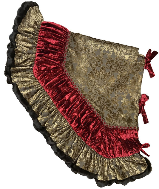Old World Style Christmas Tree Skirt Damask Velvet Skirts