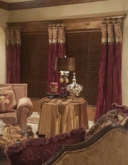 Luxury Curtain Panel Burgundy Velvet Style #7 With Band Majesty Collection Window Treatment