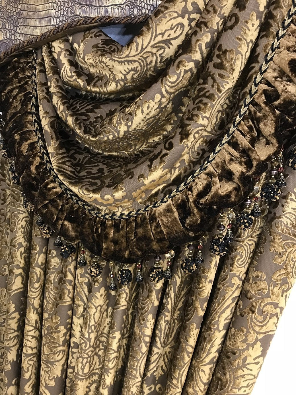 Cornice Board With Swags And Decorative Curtain Panels *available In Any Of Our Fabrics Window