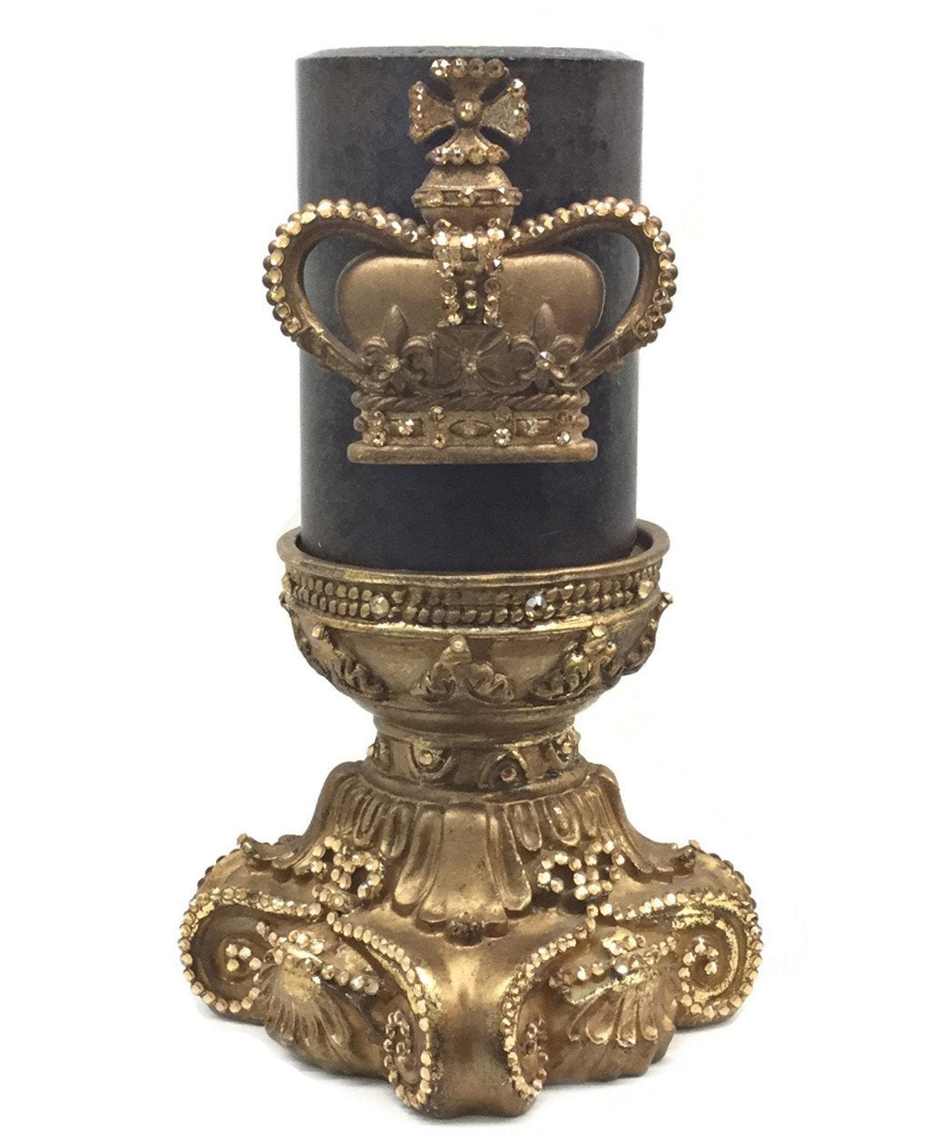 Decorative_brown_candle-4x6-roasted_chestnut-gold_jeweled_crown-4x6-candle_base-sir_olivers-reilly_chance_collection_grande