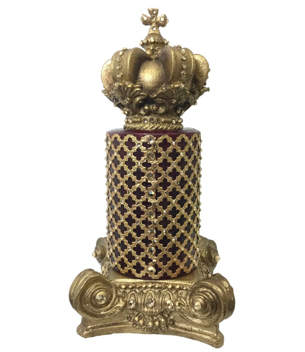 Decorative Candle 4X6 Jeweled Mesh And Base With Crown Topper Candle/base Combination