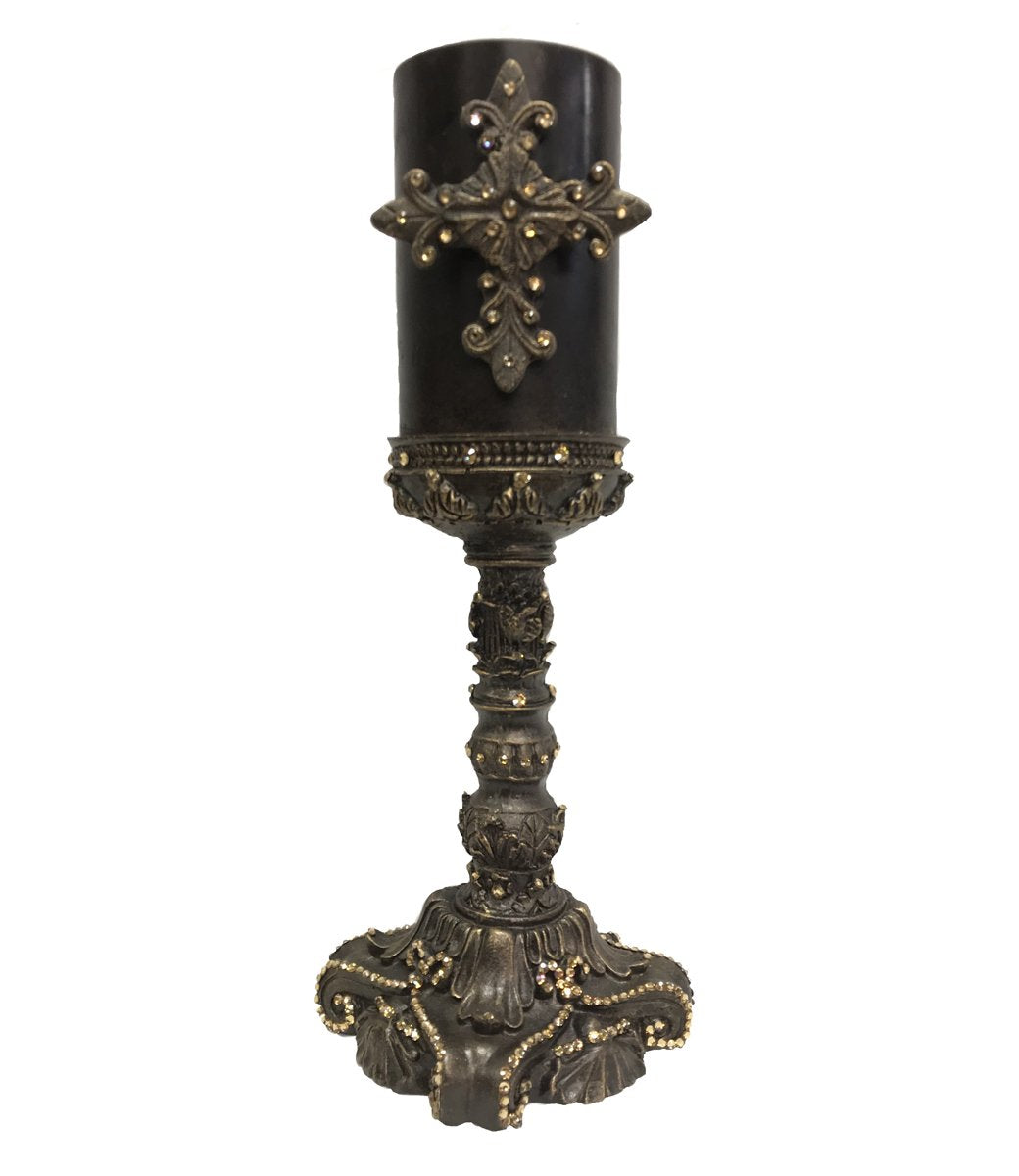 Decorative_candle-decorative_candle_holders-candlesticks-fancy_candles-candle_bling-swarovski_jeweled_cross-candle_with_cross-4x6-sir_olivers_by_reilly_chance_collection