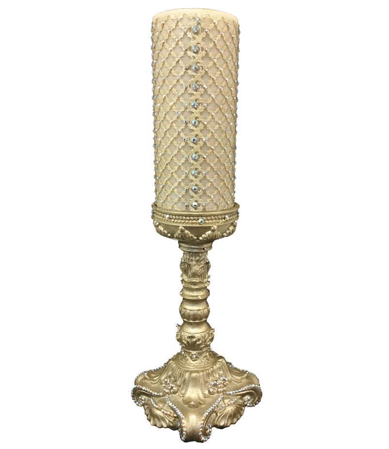 Decorative_candle-jeweled_mesh_candle-candle_base-swarovski_crystals-candle_bling-sir_olivers_by_reilly_chance_collection