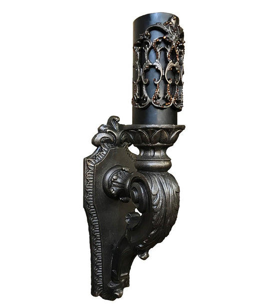 Decorative Wall Sconce Candle Holder And 4X12 Jeweled Firescreen Candle/base Combination