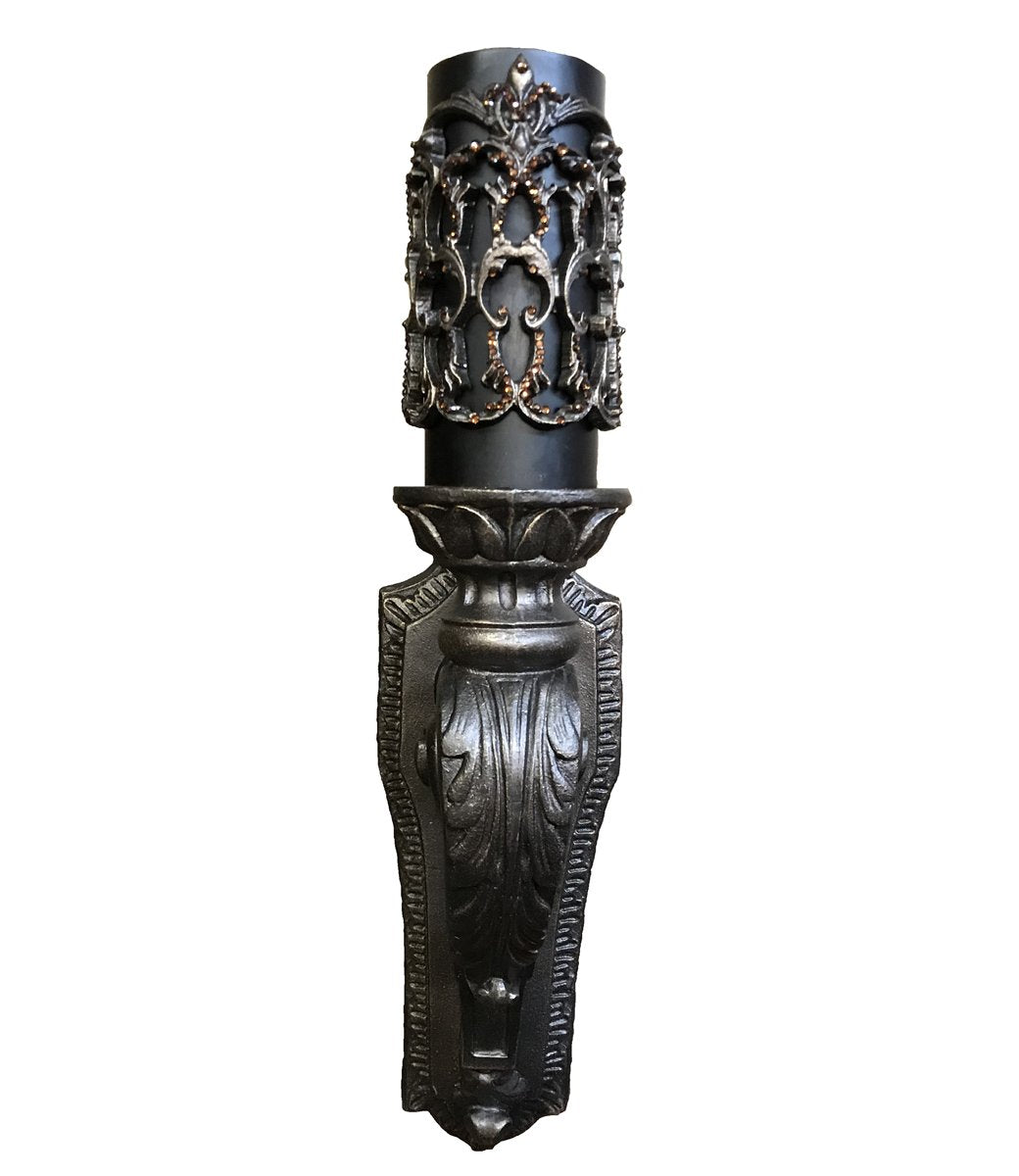 Decorative Wall Sconce Candle Holder And 4X12 Jeweled Firescreen Candle/base Combination