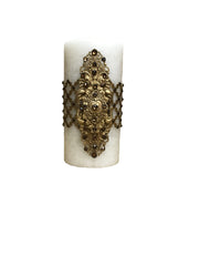 Decorative Candle 3X6 With Jeweled Mesh And Medallion Candles