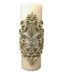 Decorative_candles-triple_scented_candles-candle_bling-4x12_candle-fleur_de_lis-swarovski_crystals-fancy_candles-sir_olivers_by_reilly_chance_collection
