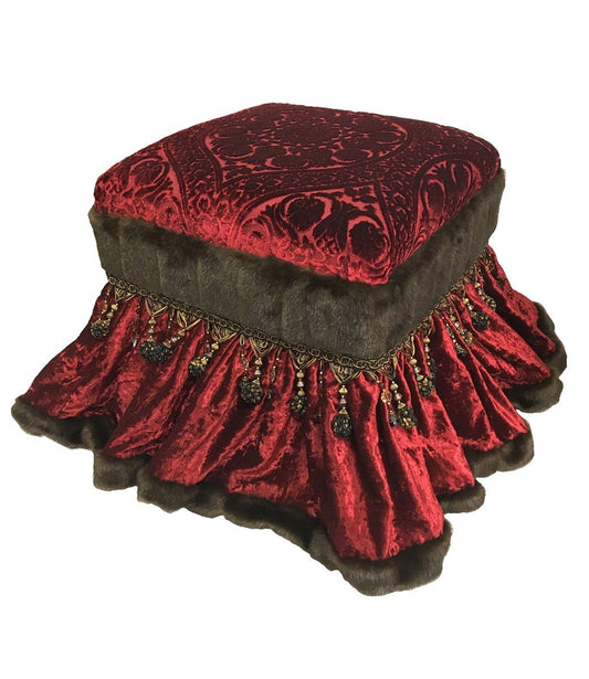 Decorative_foot_stools-upholstered_foot_stool-old_world_decor-Red_velvet_vanity_bench-old_world_decor-vanity_bench-reilly_chance_collection